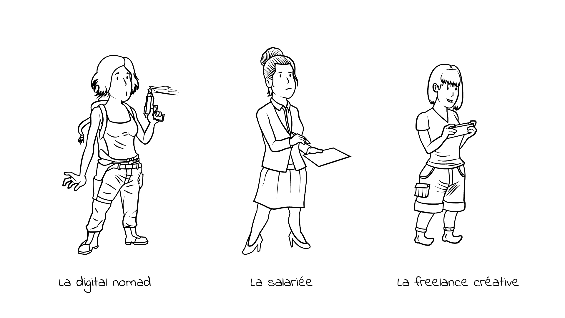 Character design, personnages féminins, Humour